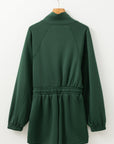 Solid Half-Zip Collar French Terry Drawstring Romper