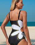 Floral Sleeveless Drawstring One-Piece Swimsuit