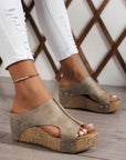 Gianna Pu Leather Wedge Slippers