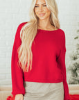 Bow Tie Backless Bubble Sleeve Sweater