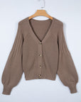 Textured Knit Button Front V-Neck Cardigan