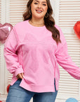 Plus Size Bow Tie Lace Embroidered Dolman Sweatshirt