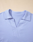 Stripe Polo Shirt and Drawstring Shorts Set