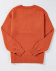 Boo Knitted Pattern Ribbed Edge Sweater