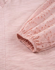 Embroidered Eyelet Patchwork Batwing Sleeve Blouse