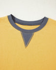 Contrast Trim Raw Hem Short Sleeve Top