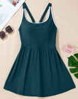 Contrast Trim Ruffle High Waist Swim Dress