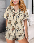 Baha Ranch Vintage Cowgirl Satin Ruffle Western Pajama Set
