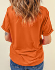 Solid Short Sleeve Crew Neck Tee