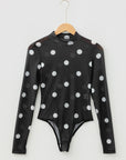 Polka Dot Mesh Long Sleeve Bodysuit