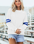Varsity Stripe Drop Shoulder Oversized Sweatshirt