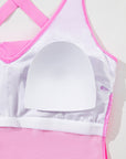 Colorblock Crisscross Straps Tie Back Flared Swimsuit