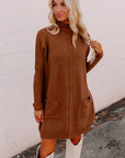 Solid Ribbed Mock Neck Sweater Dress