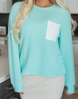 Willa Texture Contrast Patched Long Sleeve Top