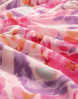 Abstract Floral One-Shoulder Shirred Maxi Dress