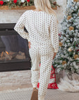 Polka Dot Waffle Knit Top and Pants Lounge Set