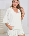 Colorblock Trim Waffle Knit Top and Shorts Set