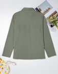 Thermal Ribbed Button-Up Drop Shoulder Textured Shacket