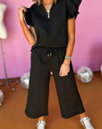 Alyssa Textured Flutter Sleeve Top