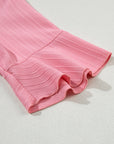Capri Ruffled Half Sleeve V Neck Textured Top.