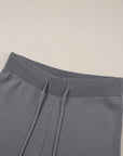 Contrast Trim Top and Drawstring Pants Set