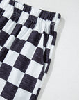 Checker High Waist Wide Leg Pants