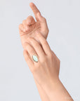 Abstract Green Chrysoprase and Golden Ring