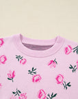 Floral Drop Shoulder Cropped Sweater