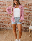 Stripe Patch Pocket Side Slit Buttoned Shirt