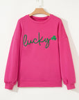 St Patrick Lucky Clover Embroidered Pullover Sweatshirt