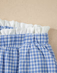 Plus Size Gingham Plaid Ruffle Contrast Trim Shorts