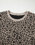 Plus Size Leopard Textured Short Sleeve T-Shirt