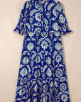 Floral Frilled Collar Puff Sleeve Maxi Dress