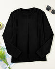 Judith Solid Exposed Seam Long Sleeve Top