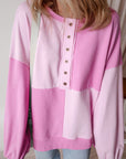 Colorblock Crewneck Henley Sweatshirt
