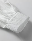 Solid Crinkled Lantern Sleeve Buttoned Shirt