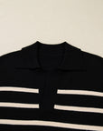 Stripe Puff Sleeve Collared Sweater Mini Dress