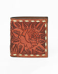 Hilason Western Rose Floral Bifold Men Women Genuine American Leather Wallet
