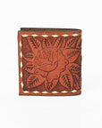 Hilason Western Rose Floral Bifold Men Women Genuine American Leather Wallet