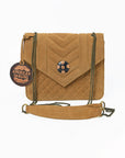 American Darling Western Suede Crossbody Bag for Women – Quilted Tan Leather Purse with Chain Strap