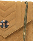 American Darling Western Suede Crossbody Bag for Women – Quilted Tan Leather Purse with Chain Strap
