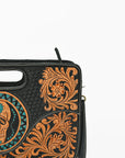 American Darling Hand-Tooled Western Skull Leather Crossbody Bag with Cutout Handle