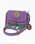 American Darling Boho Western Suede Crossbody Bag with Fringe & Geometric Embroidery