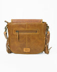 American Darling Sunflower Tooled Leather Fringe Crossbody Bag – Western Boho Handcrafted Purse