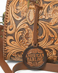 American Darling Hand-Tooled Leather Barrel Speedy Bag – Classic Western Floral Design