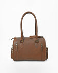 American Darling Hand-Tooled Leather Barrel Speedy Bag – Classic Western Floral Design