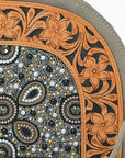 American Darling Western Leather Dome Satchel with Hand-Tooled Floral & Embellished Panel