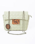 American Darling Cream Quilted Crossbody Bag with Tooled Leather Accent