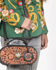 American Darling Quilted Genuine Leather Cross body Bag - Rivetted Concho Eco-Friendly Vegetable Tanned Full Grain Purse