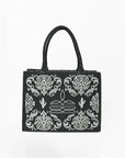 American Darling Black Western Embroidered Tote Bag with White Cactus Details